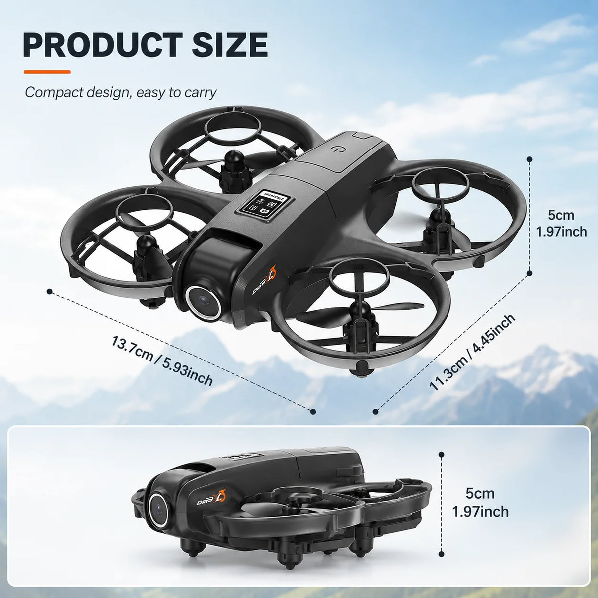 ZNLYRION  Mini Full Protective Drone YL3PK With 2.4 Inch Screen Remote Dual Camera Optical Flow Hover 2 Batteries Indoor RC Quadcopter