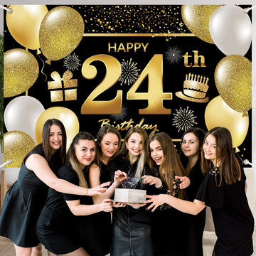 24Th Happy Birthday Banner Birthday Decorations For Men Birthday Party Decorations Birthday Backdrop