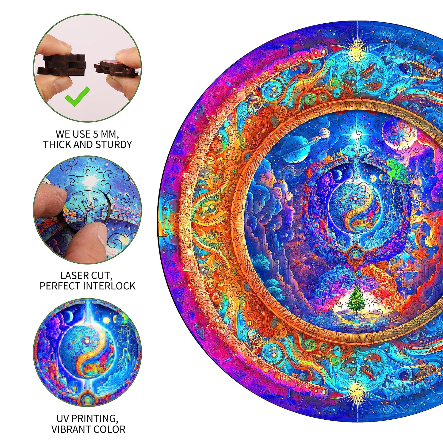 Mys Aurora Wooden Puzzles for mature-themeds Mandala enhanced Unique 300 Piece Medium Size 12.6 x 12.6 Jigsaw Puzzles Brain Teaser Puzzles  Beautiful Package  Best Gift for mature-themeds Family Games