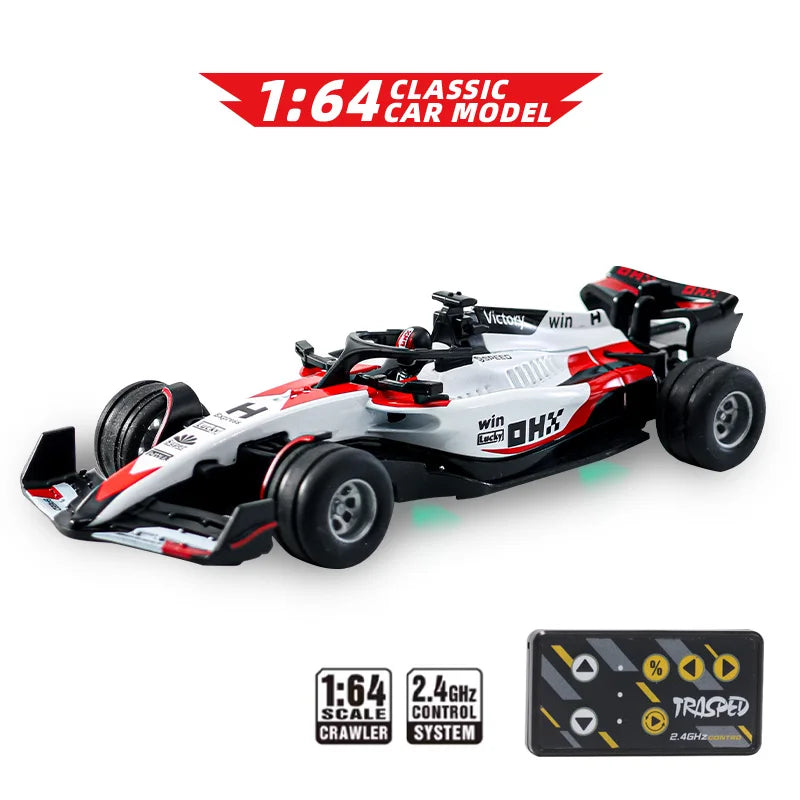 Hotfree 1/64 Mini RC F1 Racing Car, Pocket Size 2.4GHz Portable Drift Car with Remote & App Control, USB Rechargeable Formula Ra