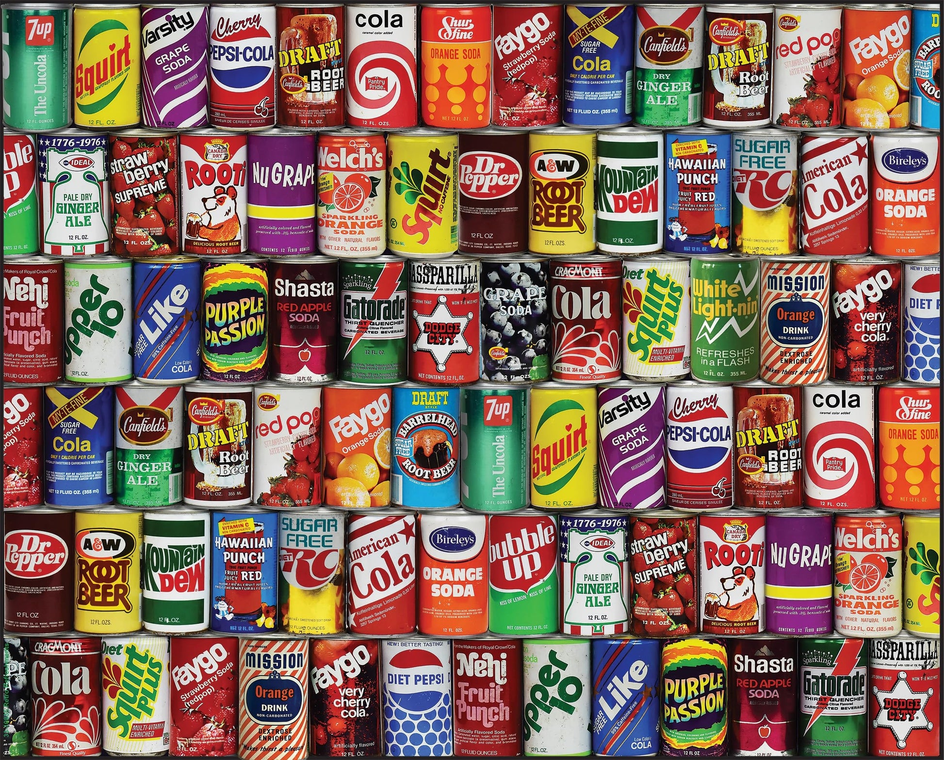 Springbok - Retro Refreshments - 1000 Piece Jigsaw Puzzle- Vintage Soft Drink Can Collage To Challenge Your Brain