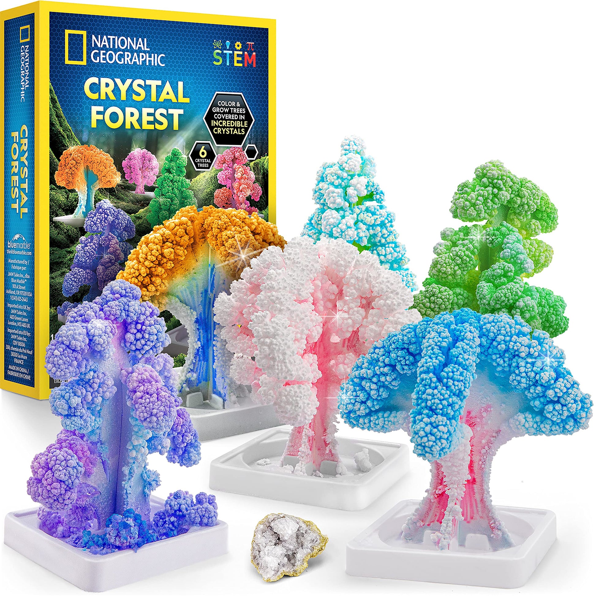 National Geographic Kids Crystal Growing Kit - Grow 6 Crystal Trees In Just 6 Hours, Educational Stem Craft Kit With Art Supplies And Geode Specimen
