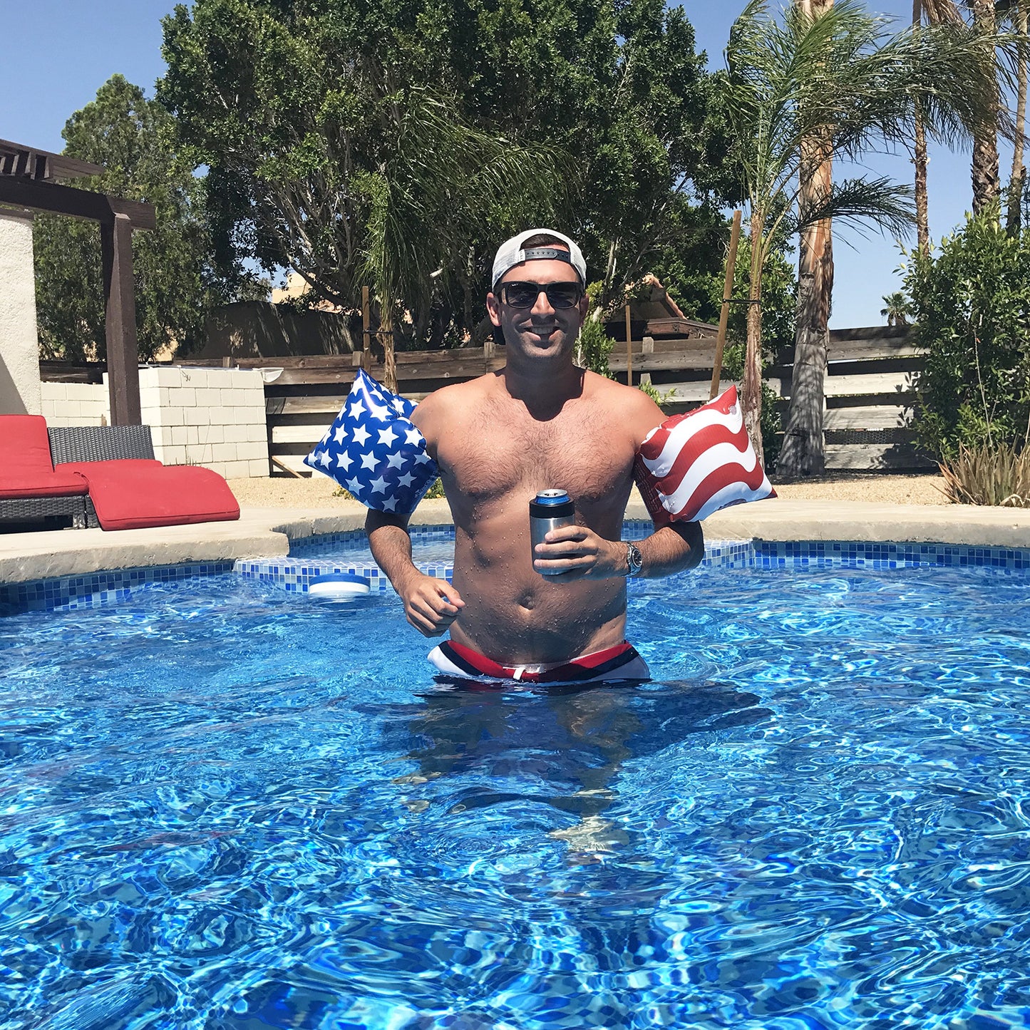 GoFloats American Flag mature-themed Water Wing Floaties - Own The Pool (Novelty USE ONLY)