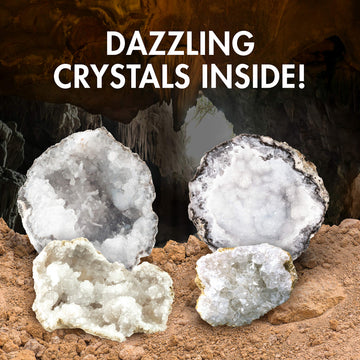 Break Open 12 Geodes - Geode Kit with 12 enhanced  Break Your Own Geodes Filled with Crystals  Geology Gifts  Science Toys  Earth Science Kit  Crystals for Kids  Fun Stuff for Kids