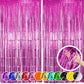 Hampton Distribution 2 Pack Pink Fringe Backdrop, Pink Tinsel Backdrop Curtains, Decorations for Baby Showers, Birthday, Holiday