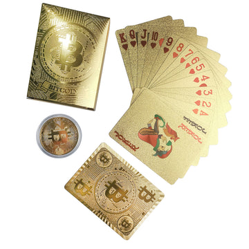 Rich Life Style Bitcoin Playing Cards - Waterproof Gold with Commemorative Bitcoin Encased in Plastic