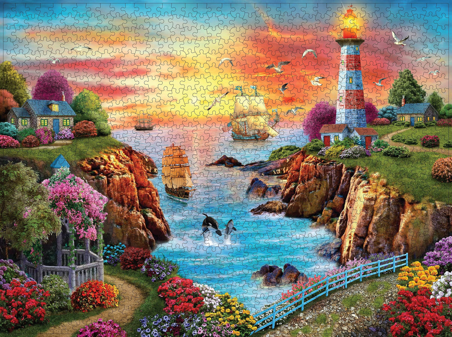 Lztangguo Jigsaw Puzzles 1000 Pieces Puzzles For Adults, Sea Lighthouse Toys, 27X20 Unique Difficult And Challenge Large Puzzle