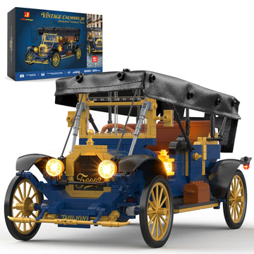 JMBricklayer 1226PCS LED Vintage Classic Car Building Blocks Set Retro Automobile Model Kit Antique Vehicle for Adults Collectible DIY Display Gift Car Enthusiasts Collectors Home Office Decor Birthday Fathers Day 1910s Mecha