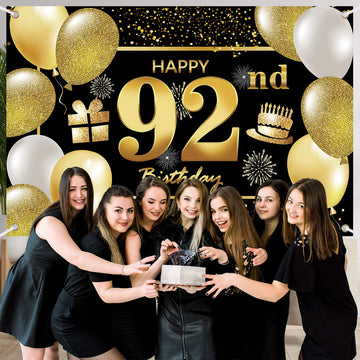 92Nd Happy Birthday Banner Birthday Decorations For Men Birthday Party Decorations Birthday Backdrop