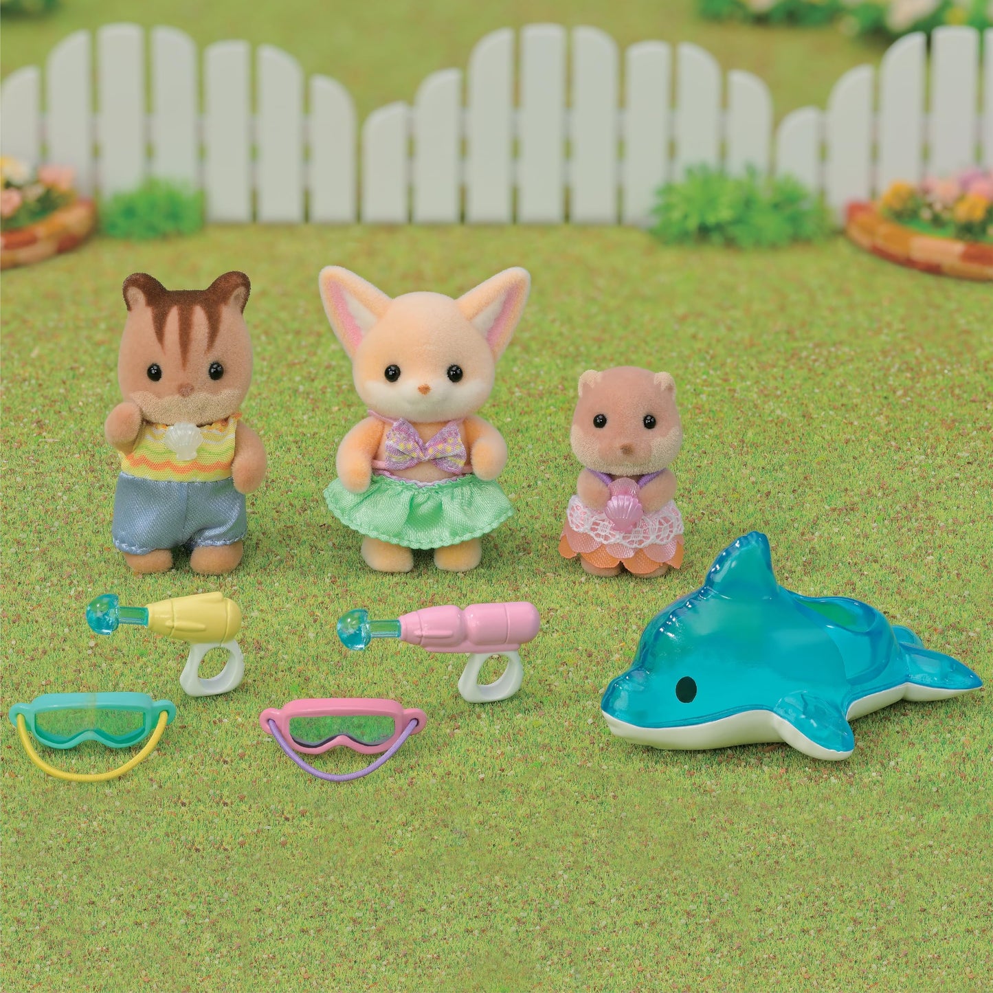 Calico Critters Pool Fun Trio - Nursery Friends Set, Multicolor, Plastic, Model CC2172