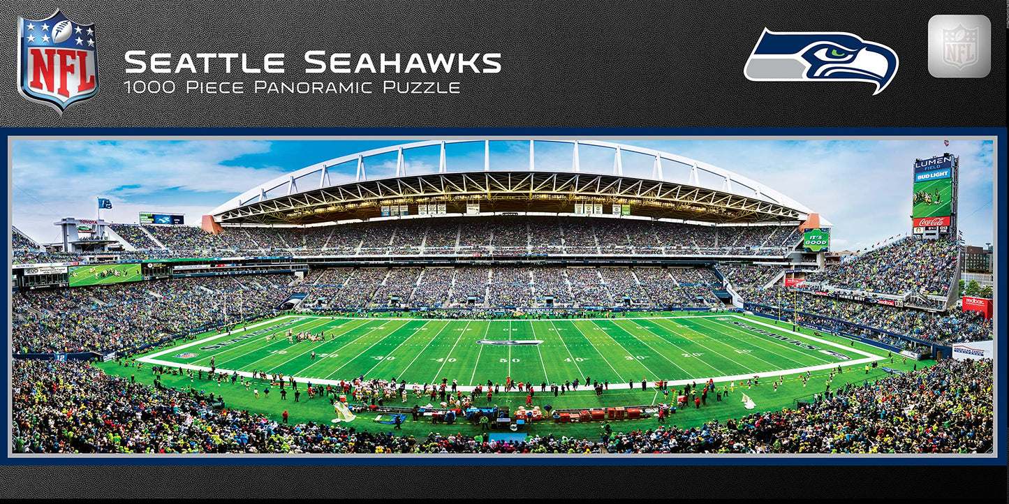 Masterpieces 1000 Piece Sports Jigsaw Puzzle - Nfl Seattle Seahawks Center View Panoramic - 13'X39'