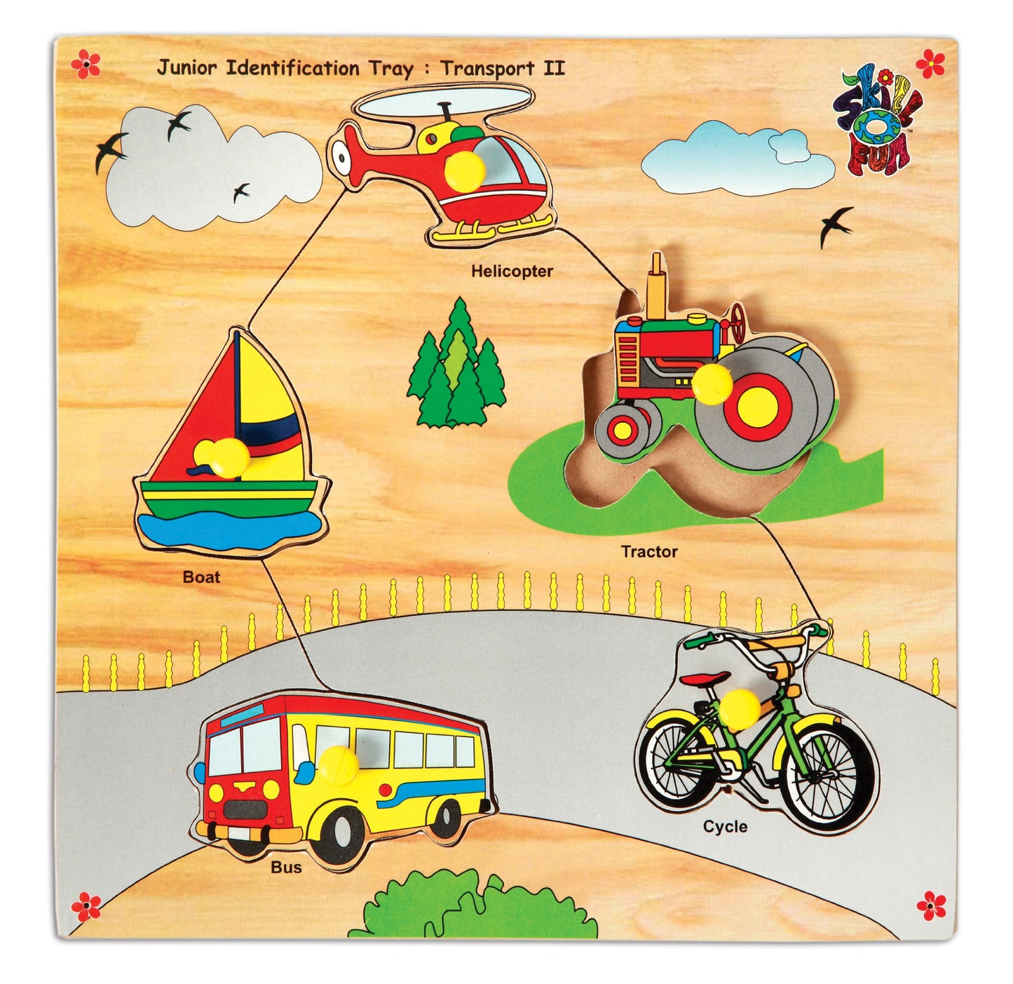 Skillofun Wooden Junior Identification Tray Transport Ii With Knobs, Multi Color