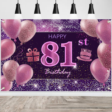 81St Birthday Decorations For Girls Imisi Happy Birthday Banner Pink Decorations For A Party Birthday Backdrop For Women