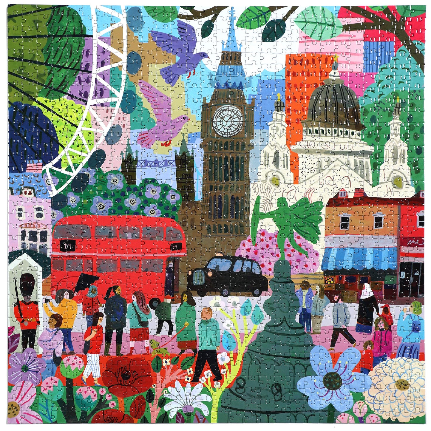 eeBoo: Piece and Love London Life 1000 Piece Square mature-themed Jigsaw Puzzle  Puzzle for mature-themeds and Families  Glossy  Sturdy Pieces and Minimal Puzzle Dust