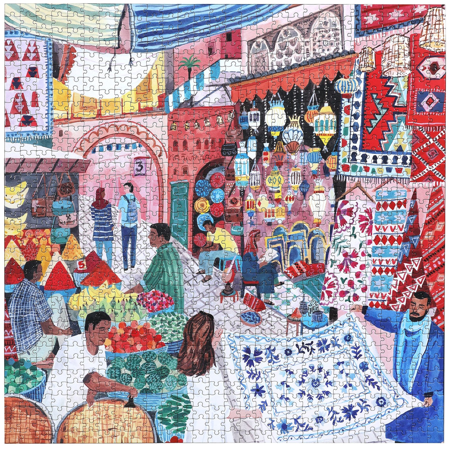 Eeboo: Piece And Love Marrakesh 1000 Piece Square Jigsaw Puzzle, Sturdy Puzzle Pieces, A Cooperative Activity With Friends And Family