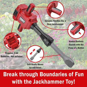 Teganplay Kids Jackhammer Toy Drill | Toddler Construction Tools And Equipments | Includes Mask Safety Goggles And Earmuffs