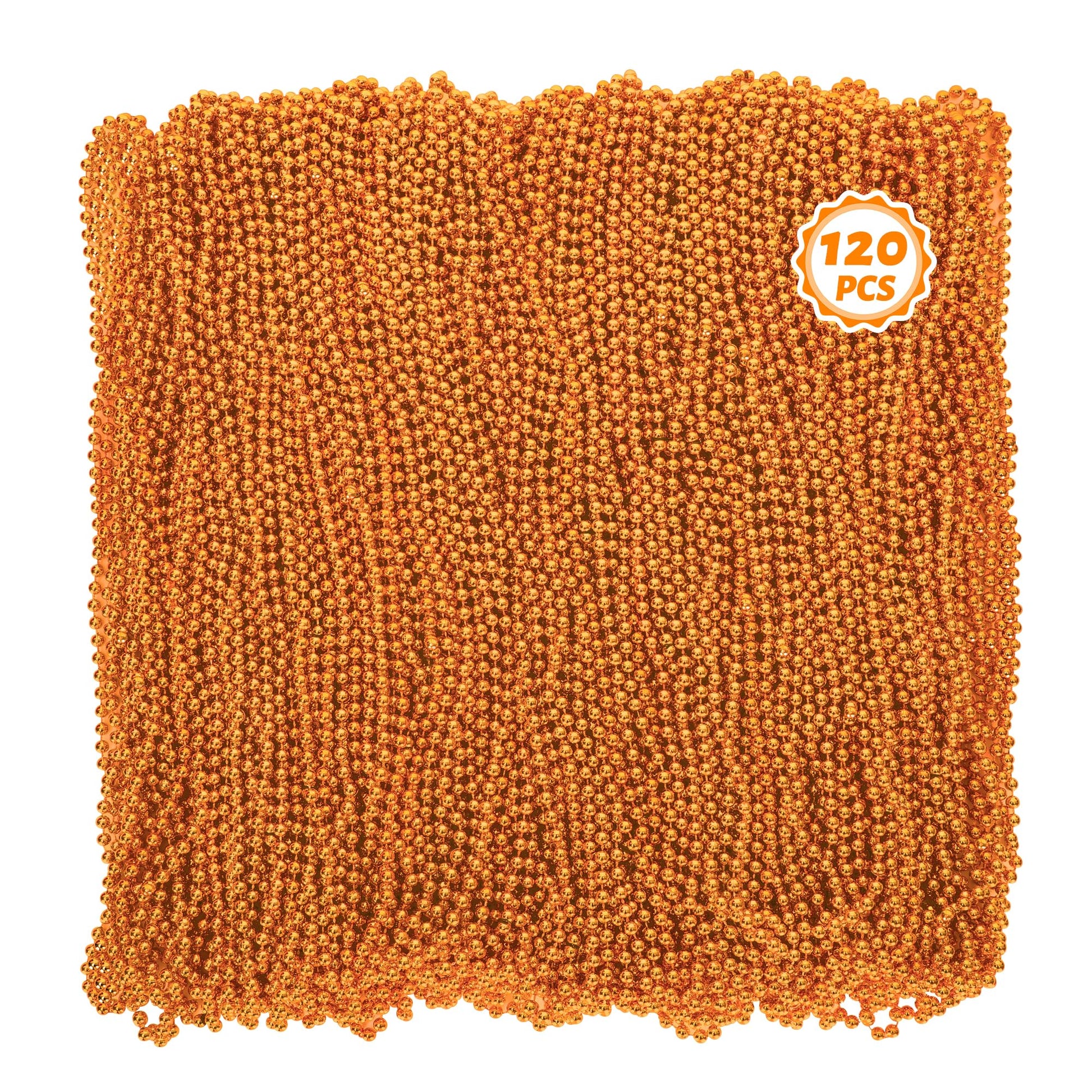 Beaded Necklace, 120 PCS Mardi Gras Accessories, 33'' Orange Mardi Gras Beads, Costume Bead Necklace, Party Parade Throws Bulk f