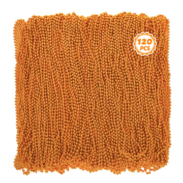 Beaded Necklace, 120 PCS Mardi Gras Accessories, 33'' Orange Mardi Gras Beads, Costume Bead Necklace, Party Parade Throws Bulk f