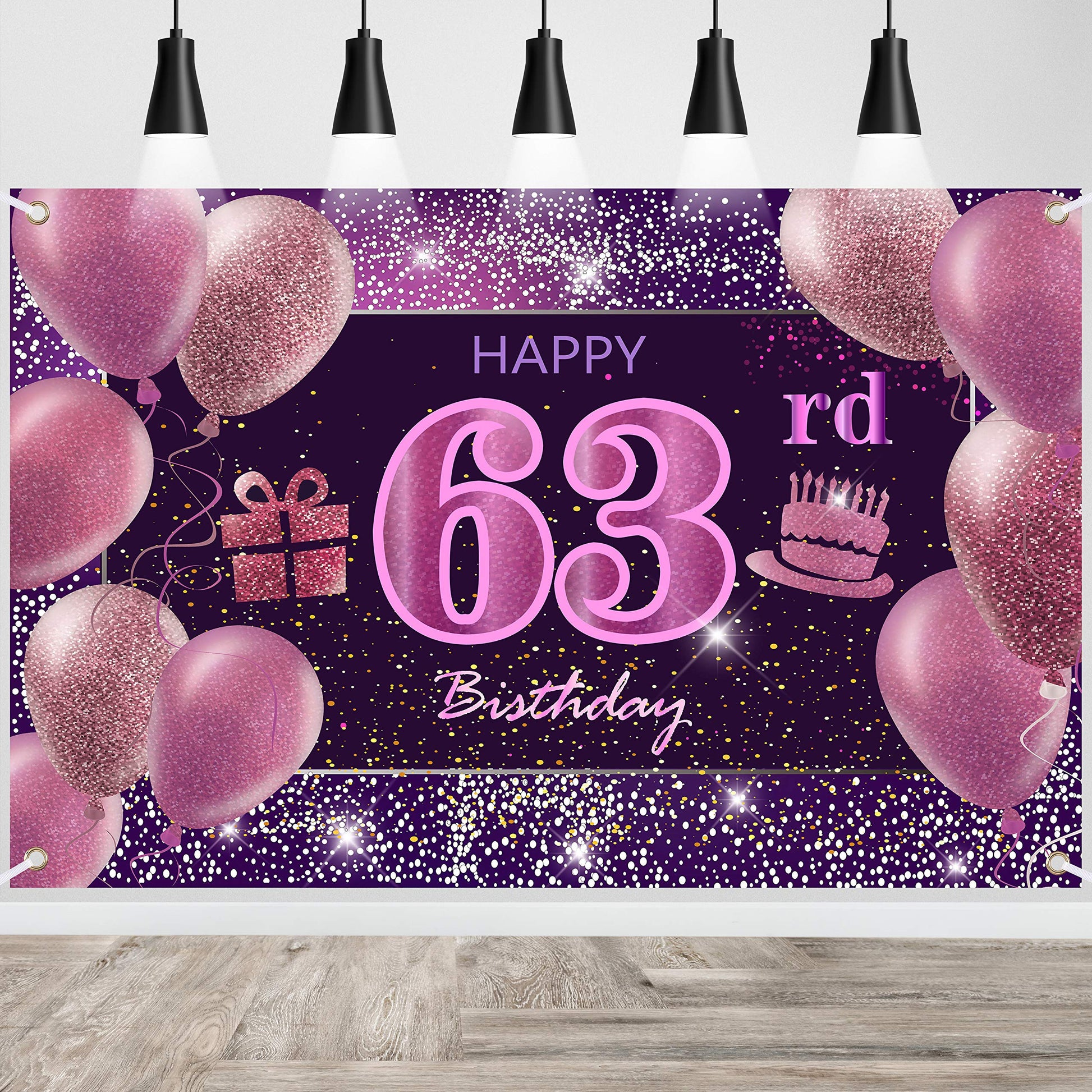 63Rd Birthday Decorations For Girls Imisi Happy Birthday Banner Pink Decorations For A Party Birthday Backdrop For Women