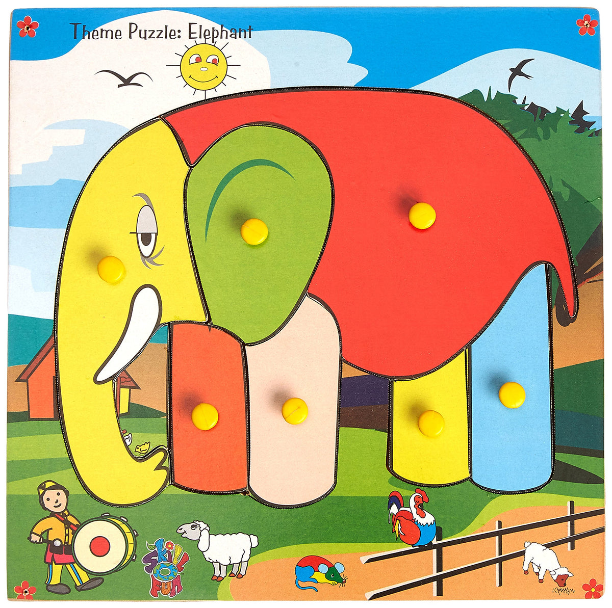 Skillofun Theme Puzzle Standard Elephant Knobs, Multi Color