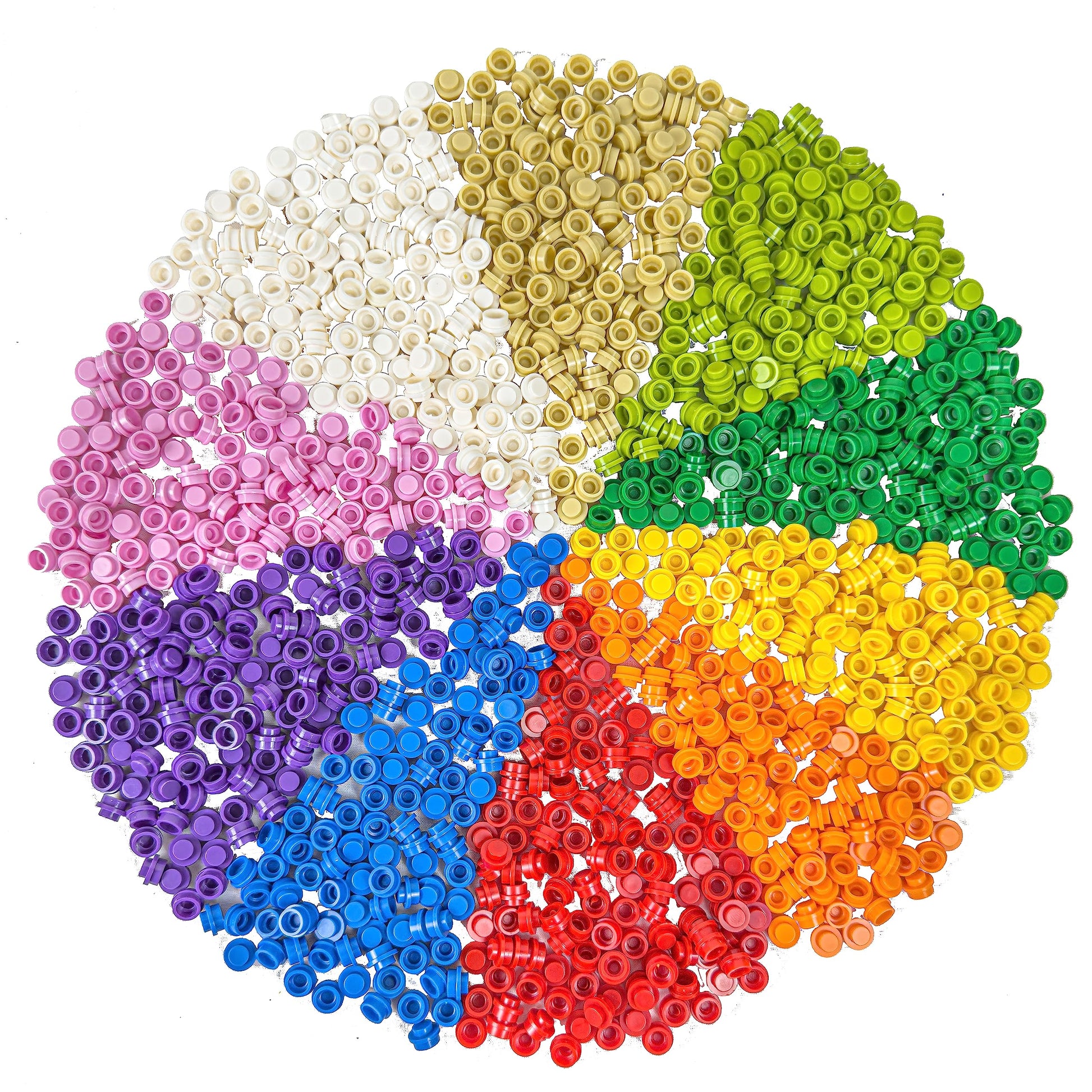 Minizfigs 1050PCS Multicolor 1x1 Round Plates | Bulk Building Blocks Parts and Pieces Rainbow Dots Pieces Circle Studs Flat Bric