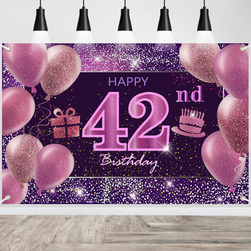 42Nd Birthday Decorations For Girls Imisi Happy Birthday Banner Pink Decorations For A Party Birthday Backdrop For Women