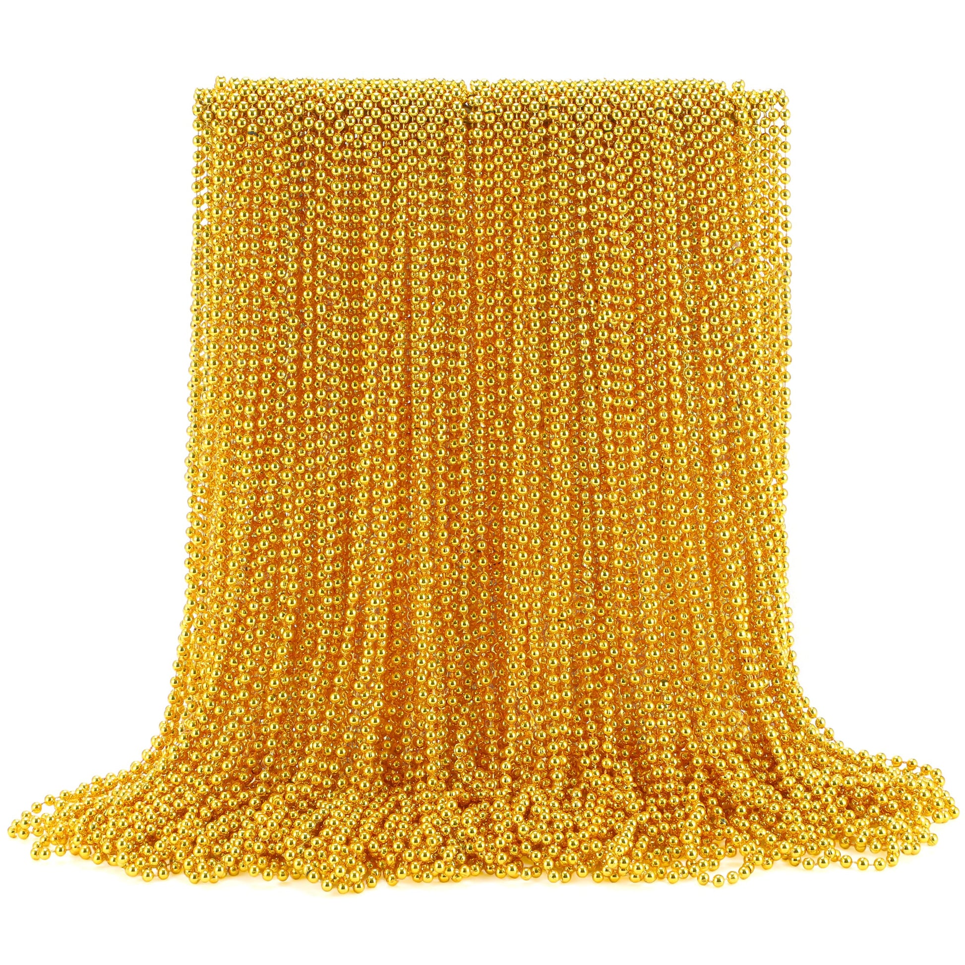 Joyin 120 Pcs Mardi Gras Beads Necklace, Gold Bead Necklace Metallic Colors Necklaces Set For Mardi Gras Party Favors Supplies,