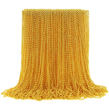 Joyin 120 Pcs Mardi Gras Beads Necklace, Gold Bead Necklace Metallic Colors Necklaces Set For Mardi Gras Party Favors Supplies,