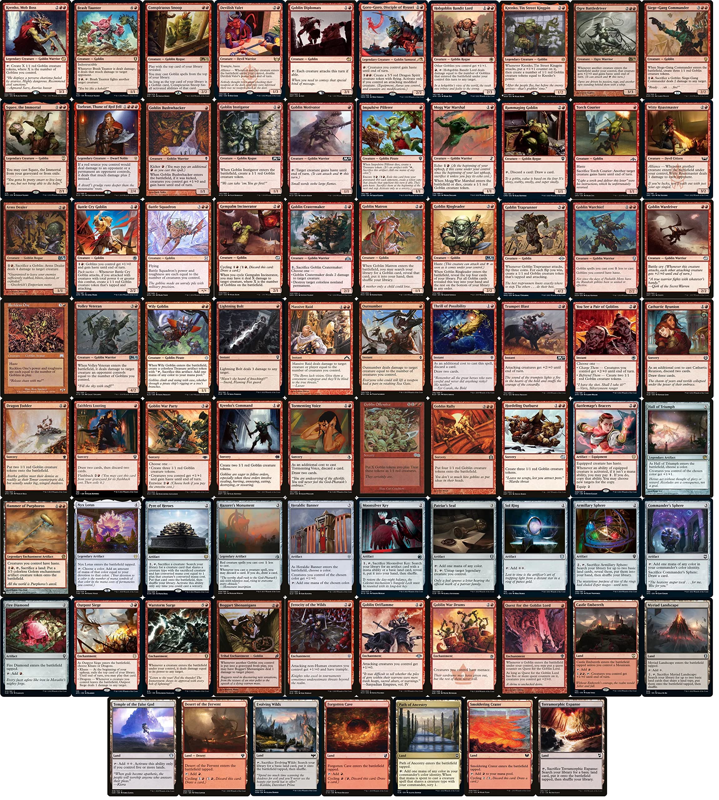 MTG Decks & More Goblin EDH Deck - Custom 100 Card Commander - Red - P ...