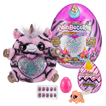 Rainbocorns Wild Heart Surprise Zebra - 11' Collectible Plush Stuffed Animal - 10 Layers Of Surprises, Unicorn Slime Mix, Nail Decals, Sparkle Sequin, Ages 3+ By Zuru