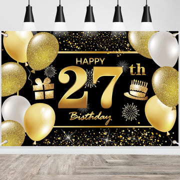 27Th Happy Birthday Banner Birthday Decorations For Men Birthday Party Decorations Birthday Backdrop
