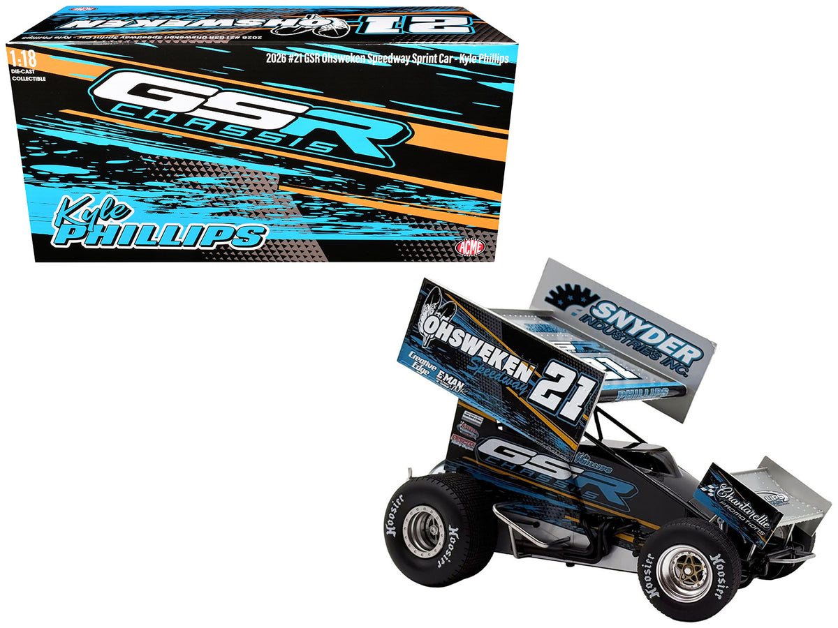 Winged Sprint Car #21 Kyle Phillips inchGSR Chassis - Ohsweken Speedwayinch (2026) 1/18 Diecast Model Car by ACME