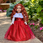 Lady In Red - 3 Piece 18 Inch Doll Outfit - Red Gown, Gloves And Cape - (Doll Not Included)