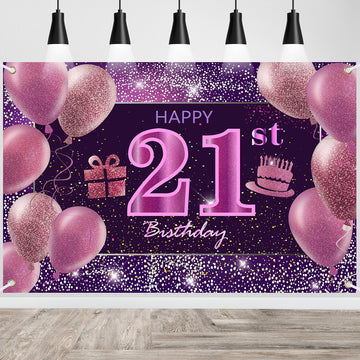 21St Birthday Decorations For Girls Happy Birthday Banner Pink Decorations For A Party Birthday Backdrop For Women