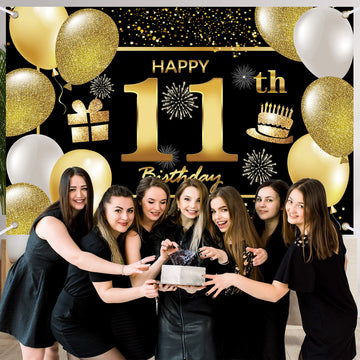 11Th Happy Birthday Banner Birthday Decorations For Men Birthday Party Decorations Birthday Backdrop