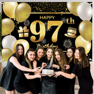 97Th Happy Birthday Banner Birthday Decorations For Men Birthday Party Decorations Birthday Backdrop