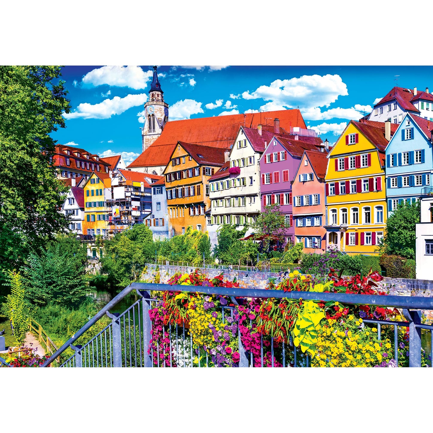 KODAK PREMIUM PUZZLES 1500 Piece Jigsaw Puzzle - Floral Colorful Town, Tubingen Germany, Multi-colored, Cardboard