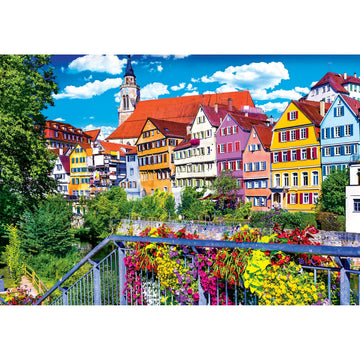 KODAK PREMIUM PUZZLES 1500 Piece Jigsaw Puzzle - Floral Colorful Town, Tubingen Germany, Multi-colored, Cardboard