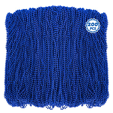 200 PCS Beaded Necklace, 33'' Mardi Gras Beads, Blue Bead Necklace, Mardi Gras Accessories, Parade Beads Bulk for Hanukkah Chris