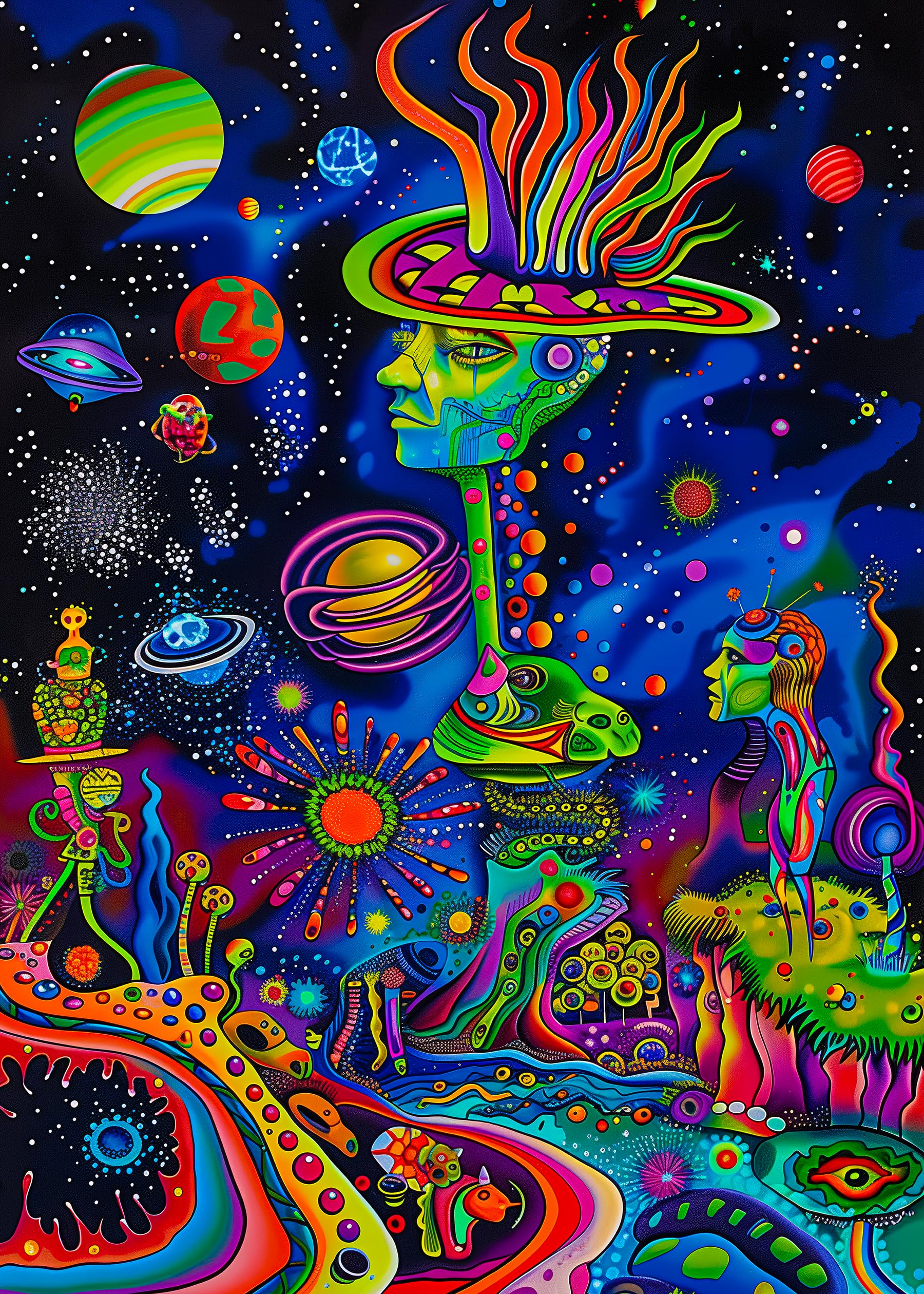 Bgraamiens Puzzle-Alien Land-1000 Pieces Rectangle Puzzle Fun Alien Theme Graffiti Colorful Jigsaw Puzzle For Adults And Kids(Alien Land)