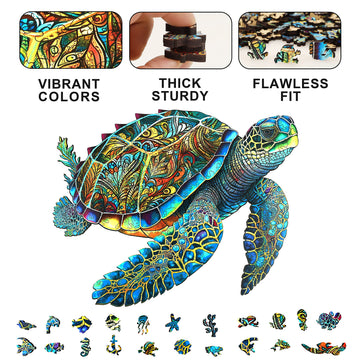 Wooden Jigsaw Puzzle For Adults And Kids Unique Shape Wood Colorful Beautiful Box Fun Challenge Brain Health Family Game Creativ