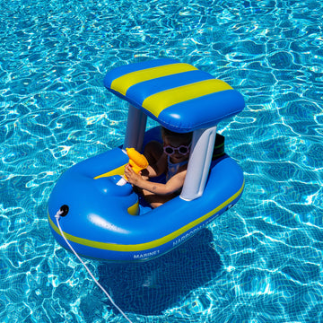 Police Boat Inflatable Pool Floats Kids, Toddler Harbor Master Police Patrol Inflatable Boat Pool Float Ride On, Fun Water Toy S