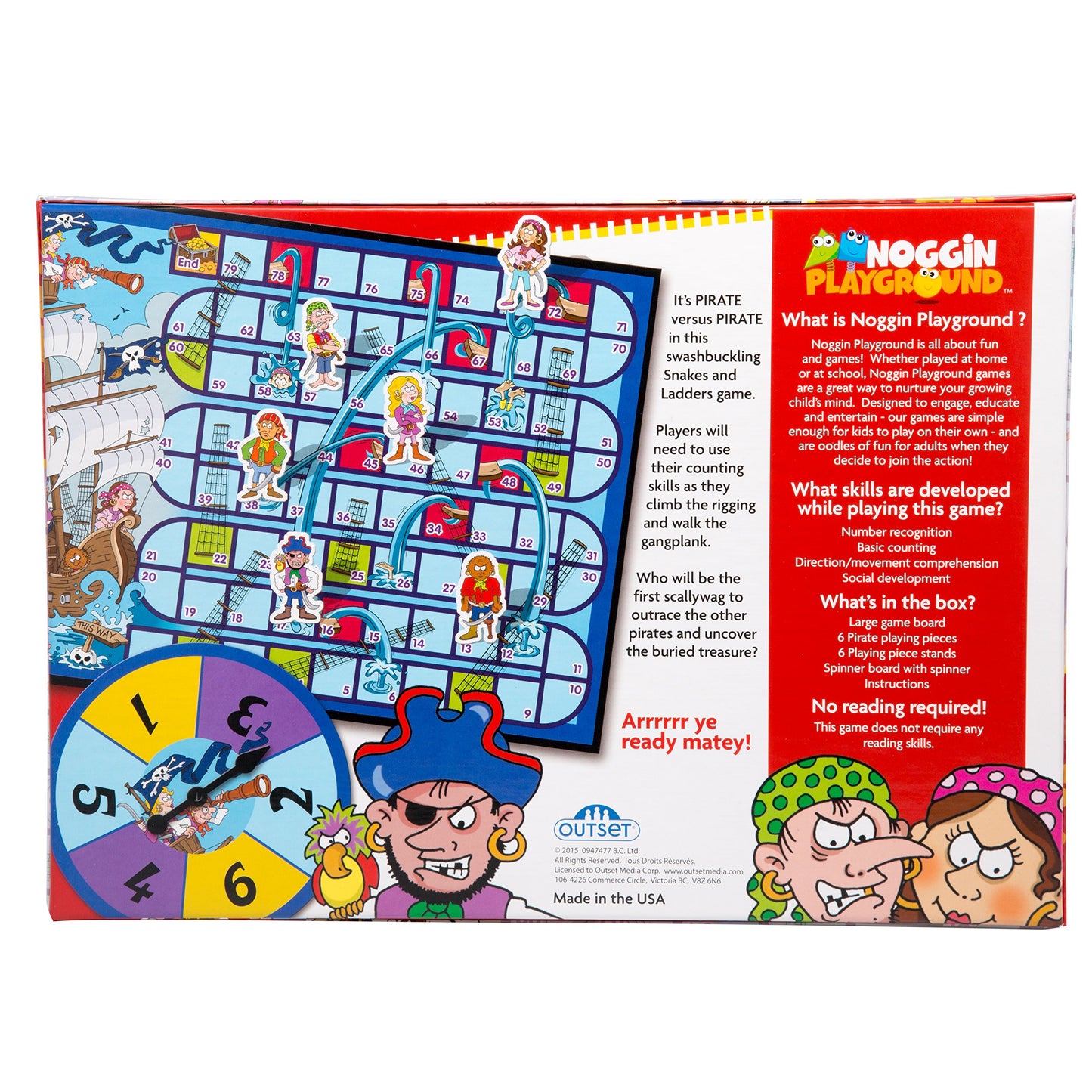 Pirates Snakes And Ladders Preschool Game - No Reading Required - Early Learning Basic Couting Game For Kids Ages 3 And Up - For 2 To 6 Players By Outset