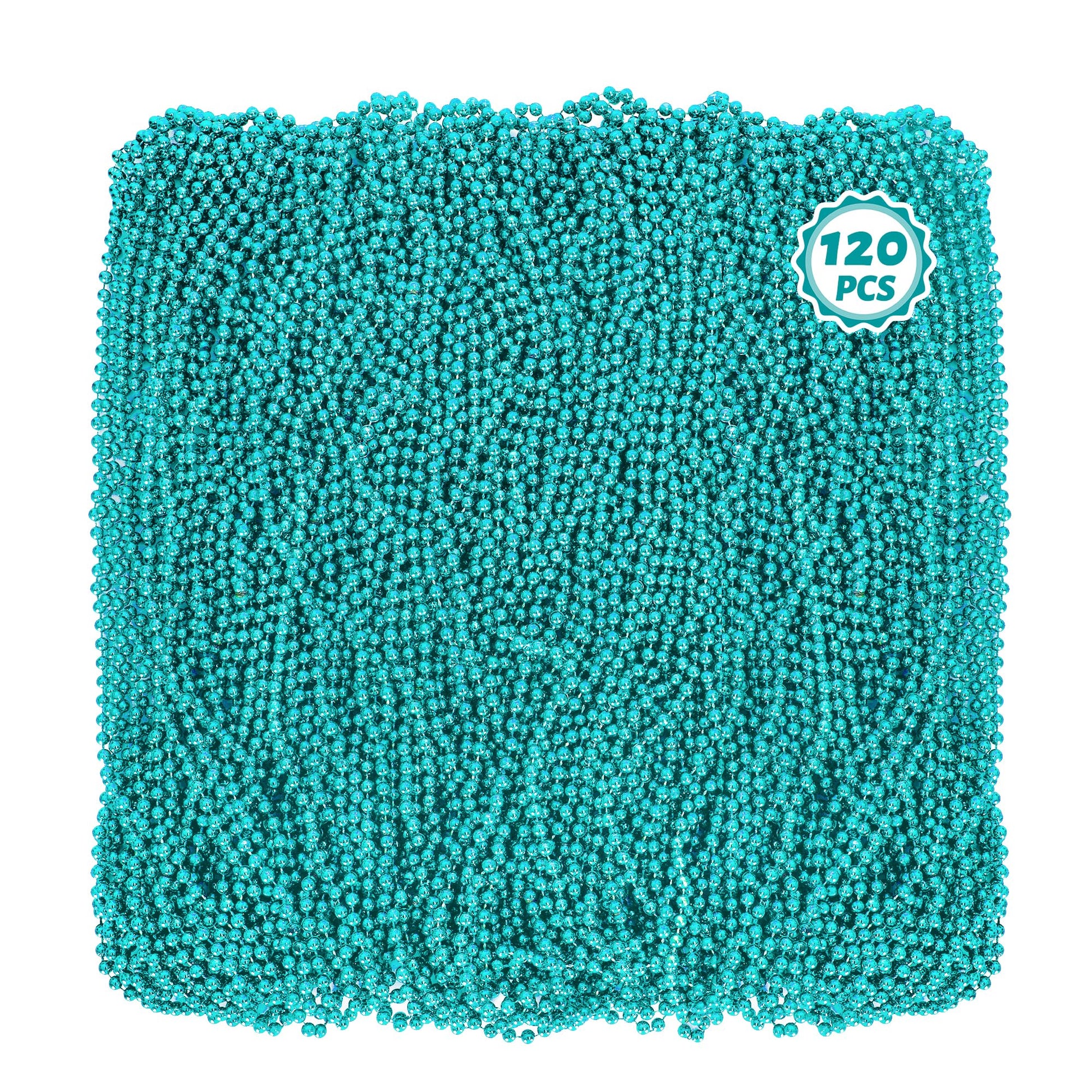 Huskein Mardi Gras Beads, 120 PCS Mardi Gras Accessories, 33'' Bead Necklaces, Lakeblue Party Beads Parade Throws Bulk Women Men