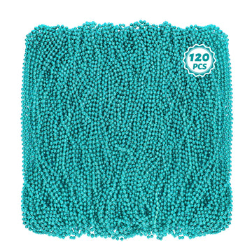 Huskein Mardi Gras Beads, 120 PCS Mardi Gras Accessories, 33'' Bead Necklaces, Lakeblue Party Beads Parade Throws Bulk Women Men