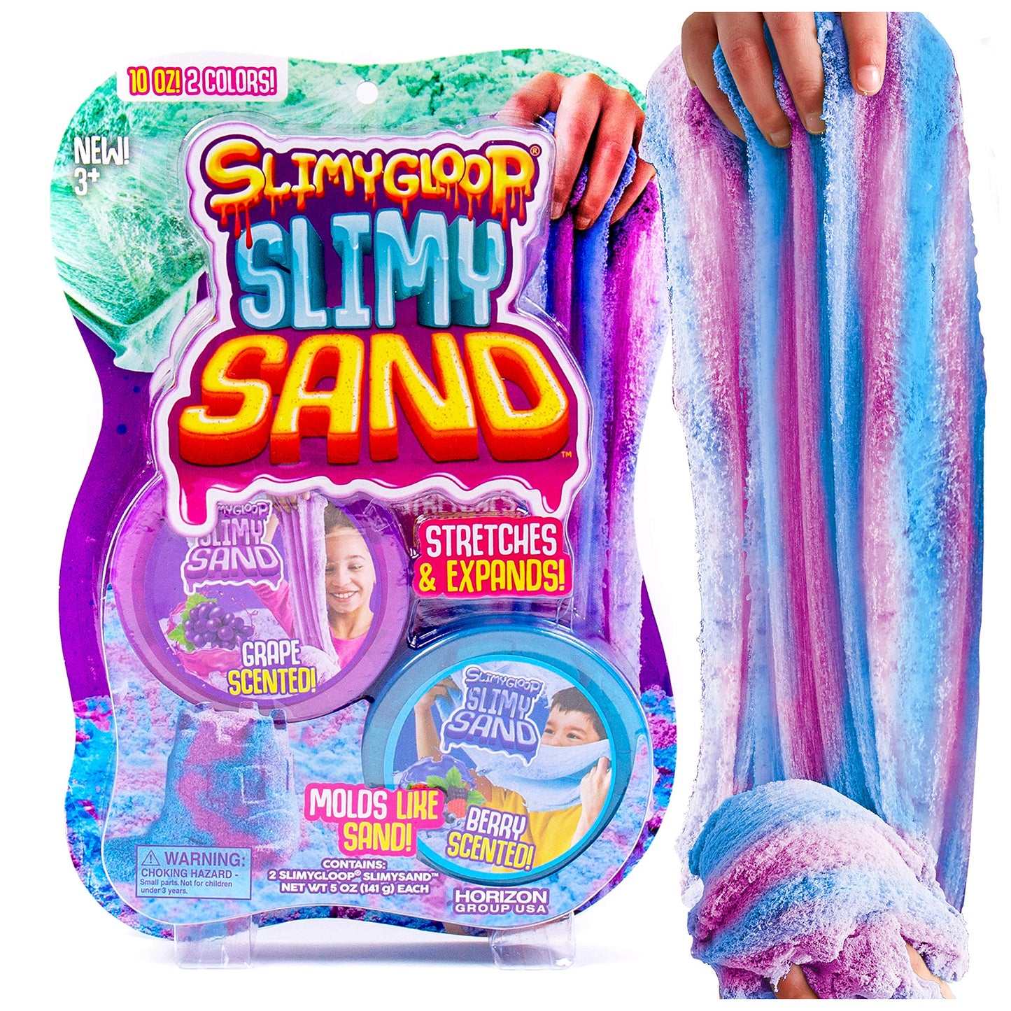 Slimgloop Slimy Sand Twist, 10Oz. Blue/Purple Play Sand, 2-In-1 Grape/Berry Scented, Moldable Expandable Sand, Great Sensory Activity For Tactile Fun, Toys For Kids Ages 3, 4, 5, 6, 7