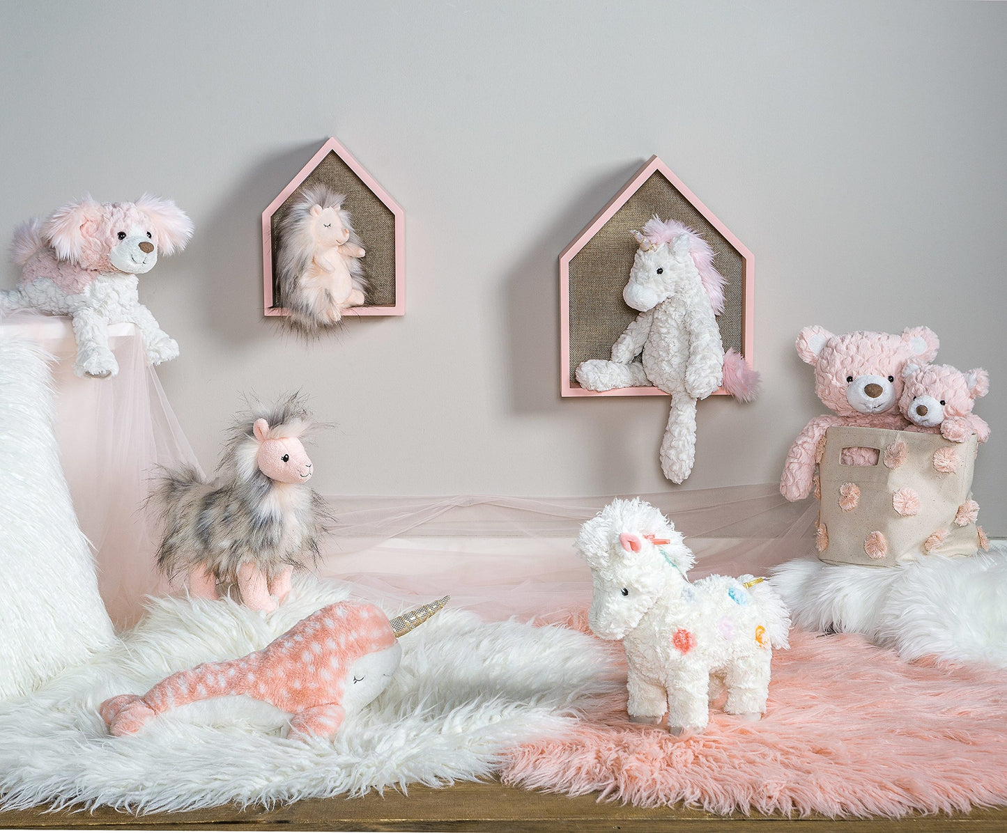 Mary Meyer FabFuzz Calliope Pony Soft Toy - Creamy White, Pinks, Orange, Teal, Grey, Silicone, Model 55790, Ages 1 Month to 16+