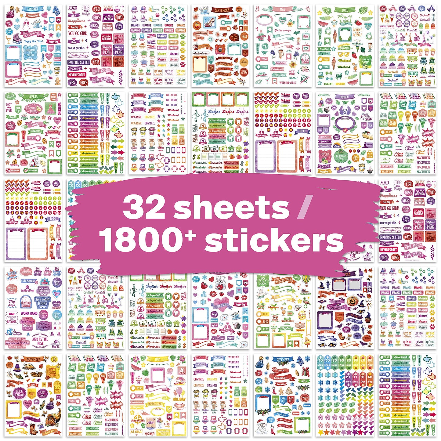 Planner Stickers - 1800+ Ultimate Accessories to Improve and Simplify Your Planner, Calendar and Journal