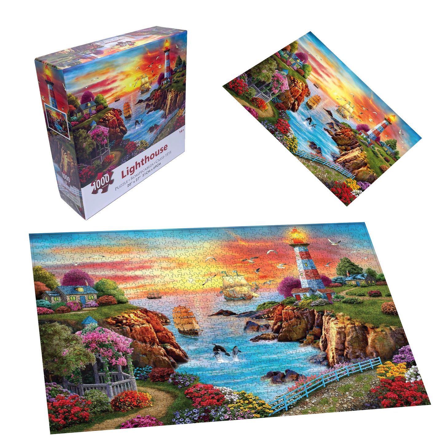 Lztangguo Jigsaw Puzzles 1000 Pieces Puzzles For Adults, Sea Lighthouse Toys, 27X20 Unique Difficult And Challenge Large Puzzle