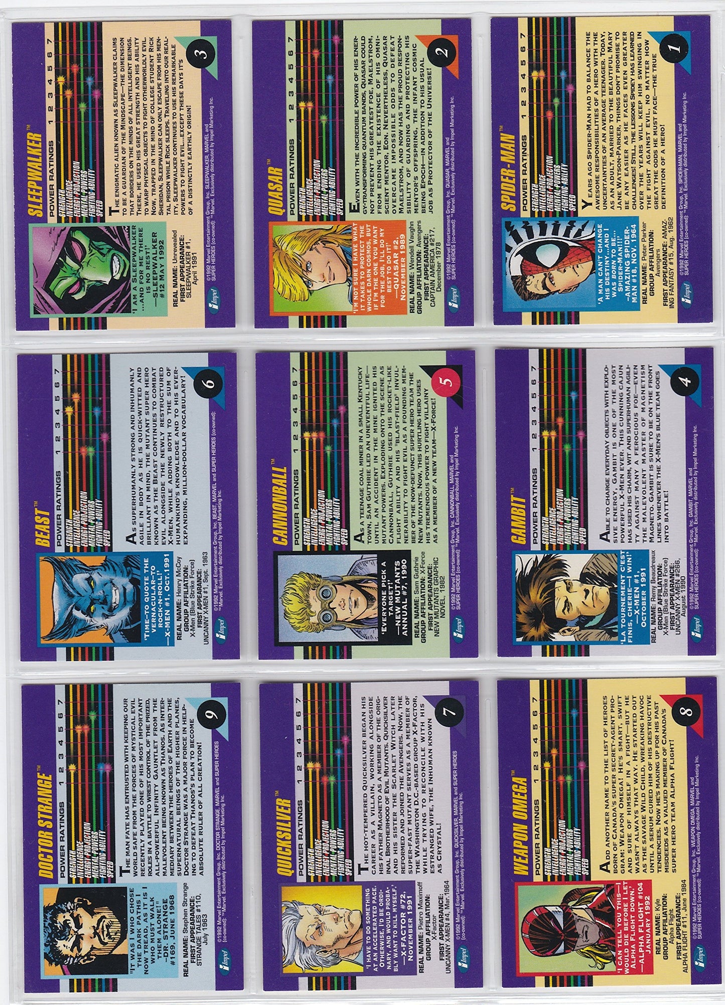 1992 Marvel Universe Series Iii Base Set Of 200 Cards Nm/M Spider-Man, X-Men
